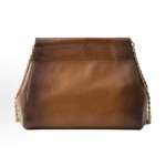 PRADA mini women\'s Cognac color handbag with embossed letter logo on the front